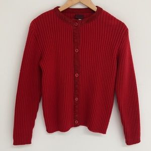 Versus by Versace red knit cardigan sweater with suede detail. EU 28/42
